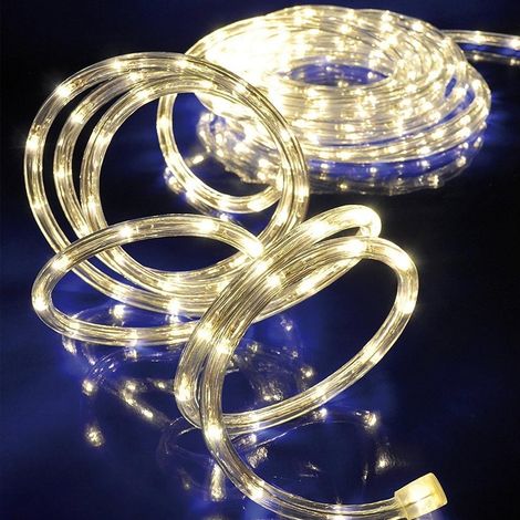 TrAdE Shop Traesio - Tubo Luminoso A Led Per Esterno Bianco Caldo 10 Metri Con Controller Giochi Luce - (1/3)