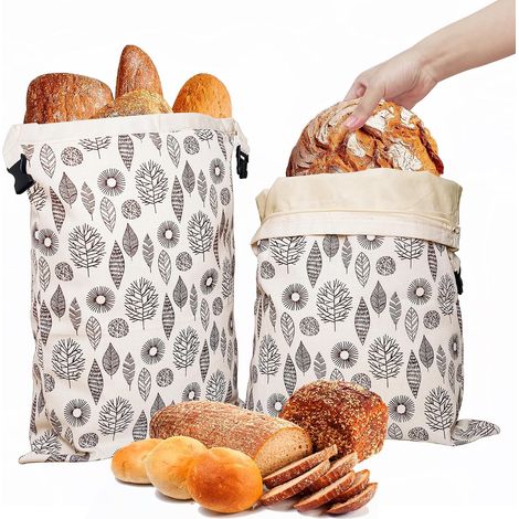 Sacs à pain en cire d'abeille réutilisables, 43 cm × 33 cm, sacs en coton avec une couche de cire d'abeille naturelle, adaptés au pain et aux gâteaux faits maison (lot de 2 pièces)