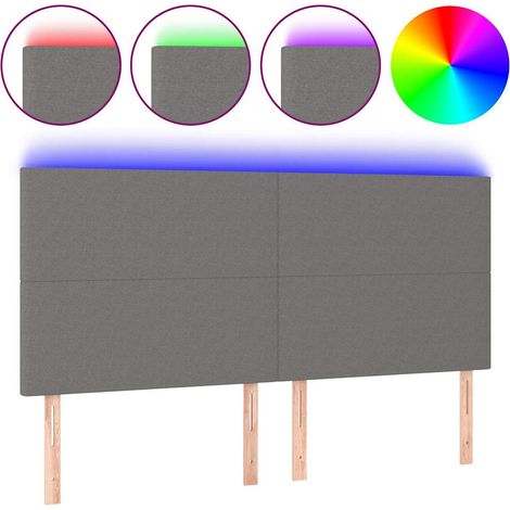 Maison Exclusive - Cabecero con luces LED tela gris oscuro 180x5x (1/5)