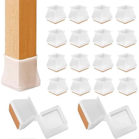 16 pièces, embouts de chaise en silicone de 3,2 à 3,8 cm, protections carrées pour pieds de chaise, en silicone (1/5)