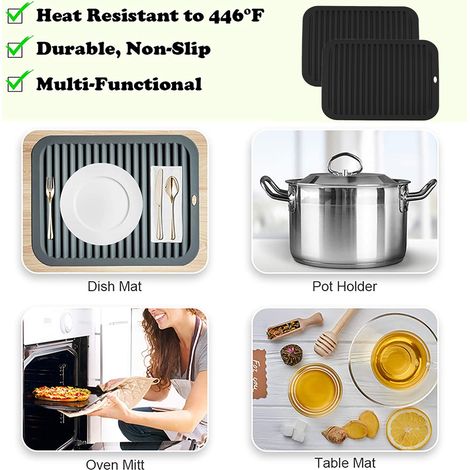 Sous-plat En Silicone - Résistant À La Chaleur Jusqu'à 260 °C - Pour Plans De Travail Et Casseroles - Lot De 2 (1/5)