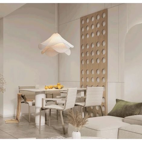 Suspension LED de style nordique minimaliste, luminaire suspendu en forme de fleur en tissu, suspension créative et d'ambiance, idéale pour l'éclairage du salon et de la chambre à coucher