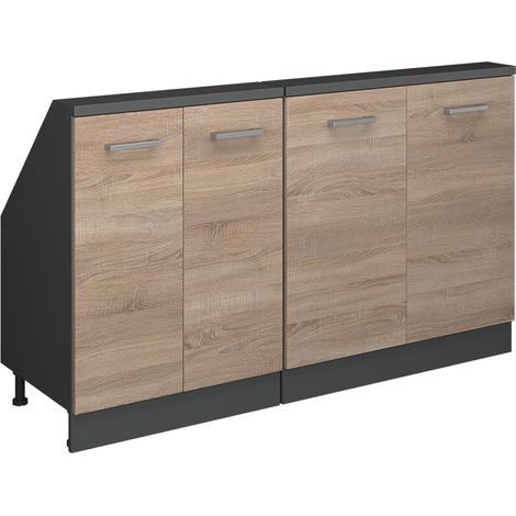 Dachschrägenschrank-Set Rion, Sonoma/Anthrazit, 2er Set, Vicco