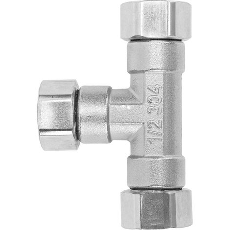 Raccord en T à 3 voies en acier inoxydable 304, adaptateur de tuyau G1/2 pour eau et air, filetage femelle (1/5)