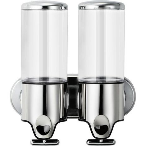 2 Distributeur de savon mural, ABS et silicone, 1000ml, transparent, pour salle de bain, cuisine, hôtel (1/5)