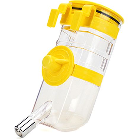 Botella de agua colgante para mascotas con dispensador de agua portátil de gran capacidad y tapa de bola de acero inoxidable. (1/5)