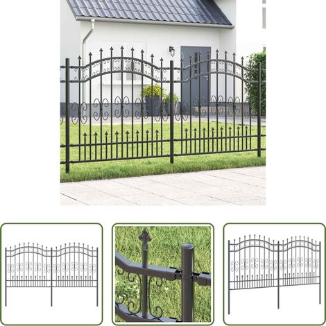 vidaXL Stahlzaun - Gartenzaun Grau 240 x 166 cm Pulverbeschichteter Stahl (1/5)