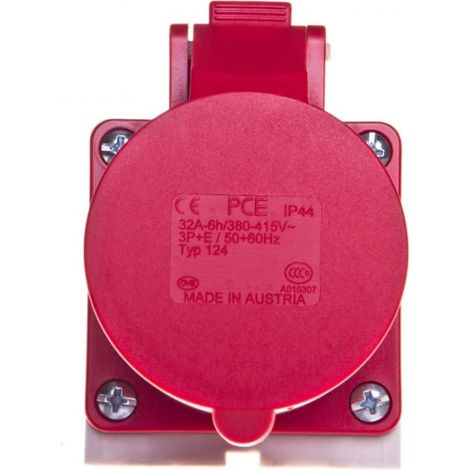 Feste Steckdose 32A 4P 400V rot IP44 /kleines Gehäuse/ 124-6k