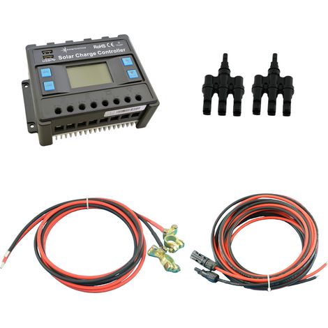 Solar Set 30A Laderegler Stecker Kabel für 3 Solarmodul Photovoltaik Inselanlage