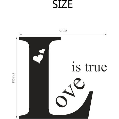 Wandtattoo mit englischen Buchstaben „Love is true“ für Schlafzimmer, Wohnzimmer, als Hintergrundaufkleber oder zur Dekoration. (1/5)