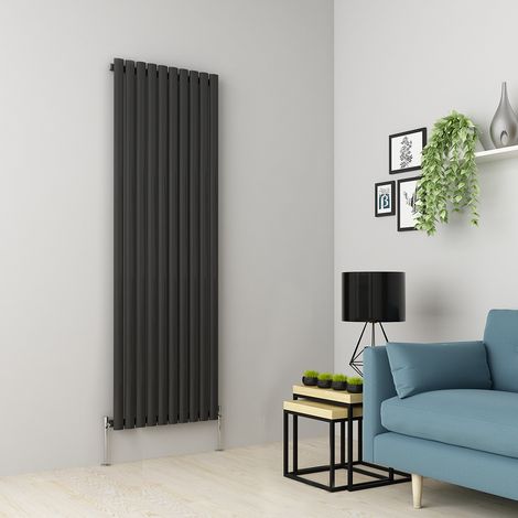 Warmehaus Oval Anthracite Radiator Vertical Single 1800x590mm