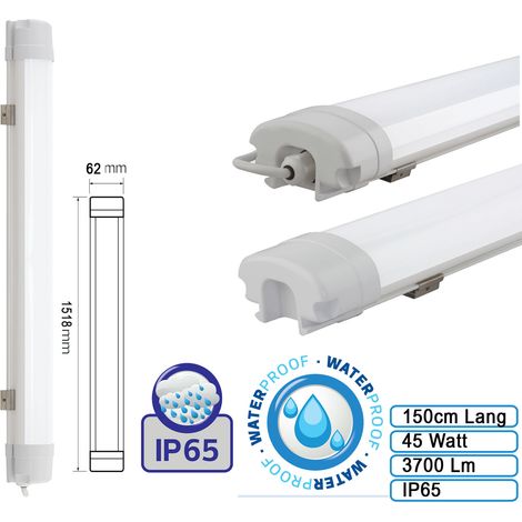 Feuchtraumleuchte Wannenleuchte Proline LED 45W Leuchte für Außen und Innen Wasserdicht IP65 Kaltweiß Slim