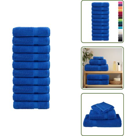 The Living Store Premium-Handtücher SOLUND 10 Stk. Blau 50x100cm 600 g/m² - Baumwolle - Handtücher - Badezimmertextilien - Blau - Waschen (1/5)