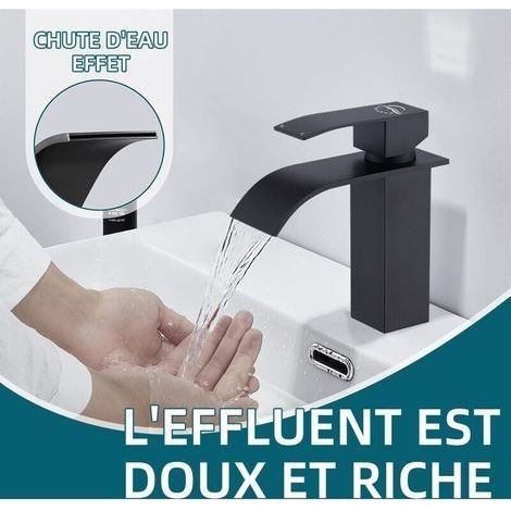 Schwarzer, verstellbarer Wasserfall-Waschtischmischer M (1/4)