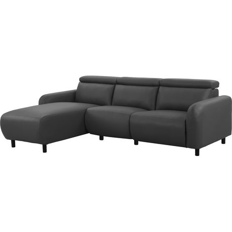 Skaane-Canapé 3 places avec chaise longue gauche fonction électrique en PU gris (1/5)
