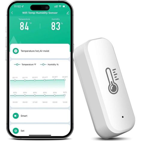 ZigBee Capteur de température et d'humidité Tuya Smart Thermomètre hygromètre avec contrôle par application et fonction d'alarme Compatible avec Alexa & Google Home, passerelle ZigBee 3.0 requise (1/5)