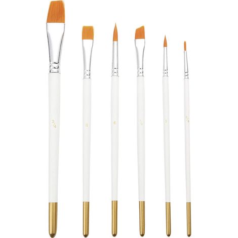Lot de 6 pinceaux de peinture pour gâteaux qualité alimentaire pour fondant et sucre, synthétique doux, facile à utiliser et nettoyer, blanc (1/5)
