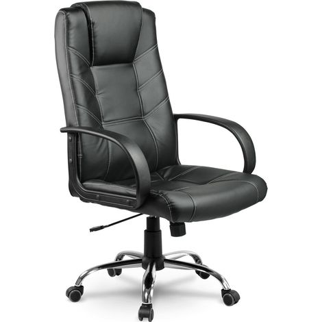 Silla de oficina ergonómica de cuero Sofotel EG-221, negro (1/4)