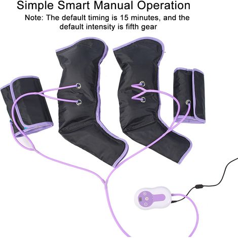 Lot de 2 Enveloppes de Jambes à Compression d'Air pour Massage des Pieds, Chevilles et Mollets, Thérapie par Circulation Électrique, Prise UE 110-240V (1/5)