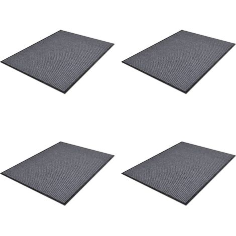 Lot de 4 Tapis d'entrée Paillassons Tapis de porte PVC Gris 90x60 cm 36443 (1/5)
