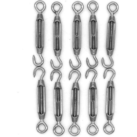 Lot De 10 Crochets Et Œillets M4, Tendeur C À O, En Acier Inoxydable 304, Kit De Matériel Pour Câble Métallique Tension Très Résistant, Pour Pare-Soleil, Installation D'auvent De Tente (1/5)