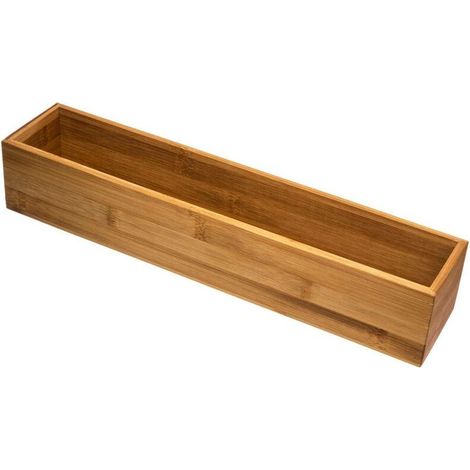 5Five Simply Smart – Organiseur en bambou 8x38x7cm – Pour tiroirs standards – Esthétique naturelle – Rangement pour couverts et fournitures de bureau (1/5)