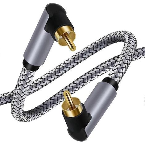 Câble coaxial audio numérique à 90° 75 Ω RCA mâle vers RCA stéréo pour haut-parleur Hi-Fi SPDIF, compatible avec barre de son, lecteur CD/DVD et TV. (1/5)