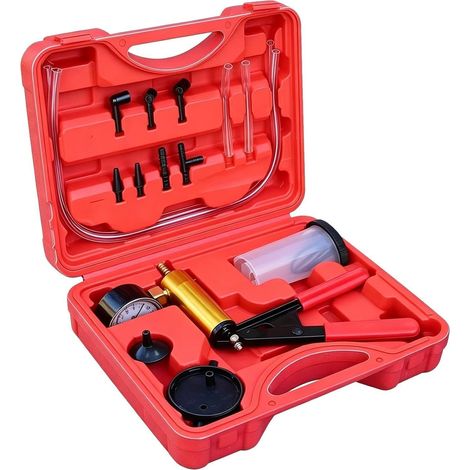 Pompe à Vide Manuelle pour l'Automobile,Kit Extractrice Manomètre À Et Testeur De Pression - Purgeur de Liquide Frein,pour vidange et Entretien Auto Atelier Garage Maison