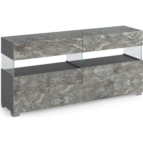 Madia moderna cassetti e ante vetro Made in Italy Wander Marble 4A