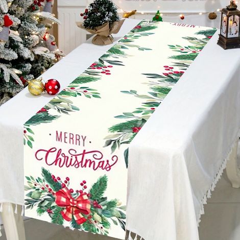 Chemin de table de Noël mignon à motifs de dessins animés, idéal pour les fêtes et restaurants - Fabricant : ZQ-6 - 180 x 30 cm