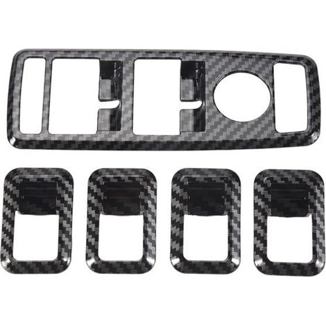 A set of 5 carbon fiber textured ABS glass lift switch decorative frames (5 pieces) suitable for... (1/5)