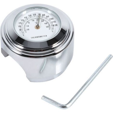 Thermomètre de guidon de moto étanche 7/8" 1" avec cadran blanc, résistant aux chocs, pour motos cruiser. (1/5)