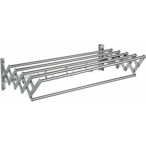 Porte-serviettes, séchoir à vêtements, extensible mural en acier inoxydable, 5 rails de suspension pour salle de bain, balcon, salon extérieur (1/5)