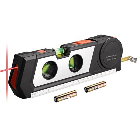 Niveau Laser Multipurpose Neoteck, Laser en Croix, Ruban à Mesurer de 9,8 pieds, Règle Ajustable en Pouces et en Centimètres pour Accrocher des Photos, des Armoires, des Carreaux et des Murs (1/5)