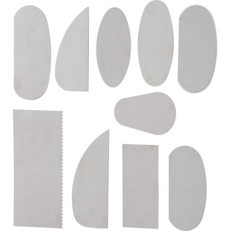 10-teiliges Set Tonschnitz-Schaber und -Gravierwerkzeuge aus Edelstahl für Töpferkunst und Kunsthandwerk (1/5)