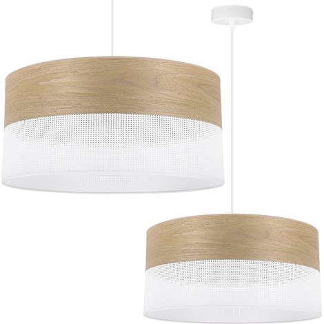 LAMPADA A SOSPENSIONE SINGOLA, PARALUME IN LEGNO IMPIALLACCIATO DI ROVERE DORATO, 44 CM