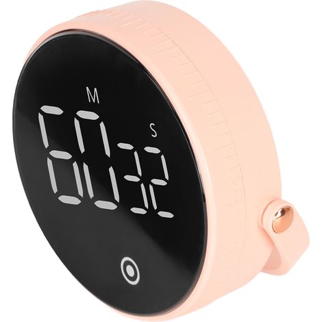 3-Zoll-LED-Digitaltimer, drehbar, magnetisch, geräuscharm, ABS-Gehäuse, Silikonknöpfe, Küchentimer, rosa (1/5)