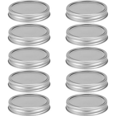 Split-type glass canning lids, sealing lid for round food containers, kitchen accessory (10 pieces, 70mm silver circular ring + cover plate) (1/5)