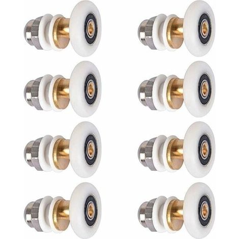 Rodillos para mamparas de ducha, rodillos para puertas corredizas, poleas para mamparas de ducha, ruedas de repuesto, diámetro de rueda de 27 mm, 8 piezas (1/4)