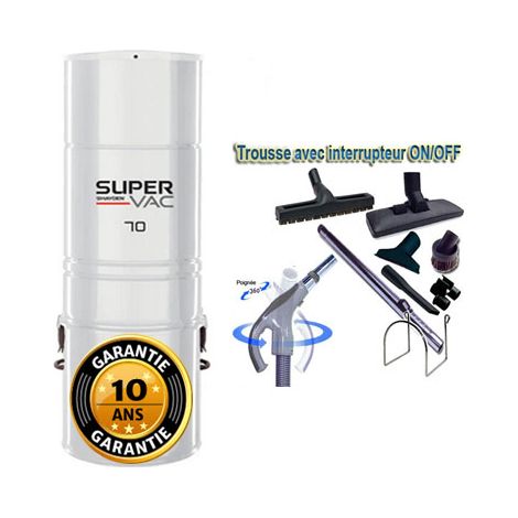 Aspirateur central hybride HAYDEN SuperVac 70 GARANTIE 10 ANS (jusqu’à 350 m²)+ trousse inter 9 ML + 8 accessoires + 1 kit de nettoyage micro offert (1/5)