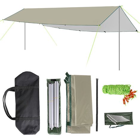 Toldo impermeable para camping LIFCAUSAL de 3x5 m con estructura plegable, lona ultraligera para playa, senderismo y refugio de emergencia. (1/5)