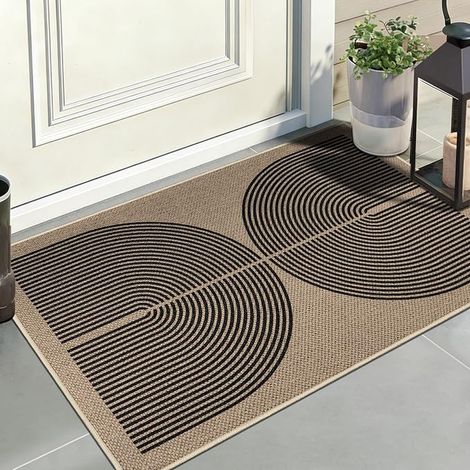 Paillasson - 60 x 90 cm - Aspect jute - Antidérapant - Anti-saleté - Lavable - porte d'entrée, entrée, balcon (1/5)