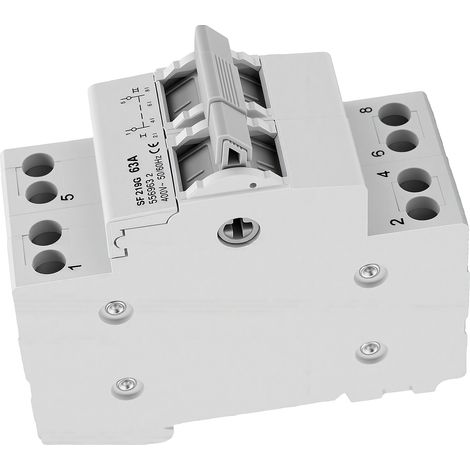 Commutateur de transfert manuel à double alimentation 2P 63A pour montage sur rail DIN, isolation de conversion pour générateur domestique/caravane. (1/5)