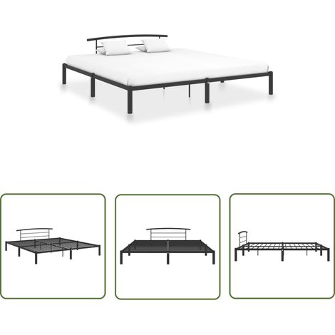The Living Store Cadre de lit sans matelas noir métal 180x200 cm - Cadre De Lit - Lit Metal - Lit Double - Literie - Meuble Chambre (1/5)