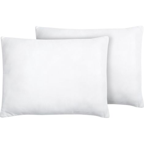 Conjunto de 2 almohadas de poliéster blanco 50 x 60 cm perfil bajo microfibra relleno suave Errigal (1/5)