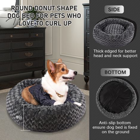 Beruhigendes, rundes und waschbares Hunde- und Katzenbett mit abnehmbarem Reißverschluss, aus angstlösendem Plüsch, für Hunde und Katzen aller Größen und Formen. (1/2)