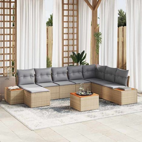 Garten-Sofa-Set 9 pcs Beige und Hellgrau 319 x 209 x 85 cm vidaXL (1/5)
