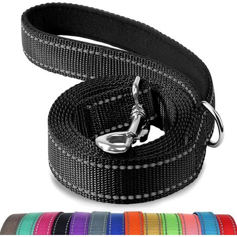 Correa para perros de 1,8 m (6 pies),Reflectante por ambos lados,Nylon extra resistente,Apta para perros medianos y grandes,Negra,1 unidad (1/5)