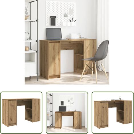 Rangement bureau - Bureau chêne artisanal 120x42x76 cm bois d'ingénierie (1/5)