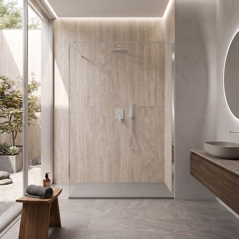 Parete Walk-in 120 cm Vetro Trasparente e Profilo Brush - Escape (1/4)